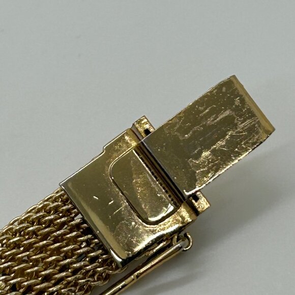 Vintage Gold-Tone Mesh Bracelet Faux Turquoise Stones Secure Clasp 1970s - Picture 13 of 16